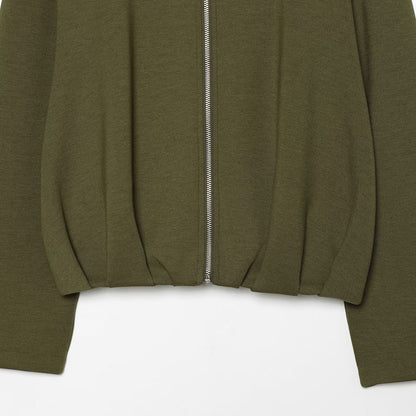 Women's Cropped Sweat Jacket with High Funnel Collar, Full Zip and Fitted Hem EVA-US