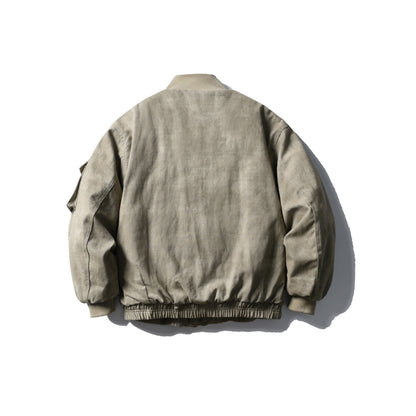 Men's Boxy Utility Blouson Jacket with Stand-up Collar, Cargo Sleeves and Applied Flap Pockets EVA-US