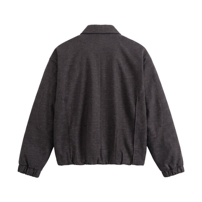 Men's short-cut wool blend blouson with concealed snap button placket EVA-US