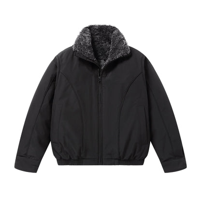 Men's short-cut thermal bomber jacket with high teddy collar EVA-US
