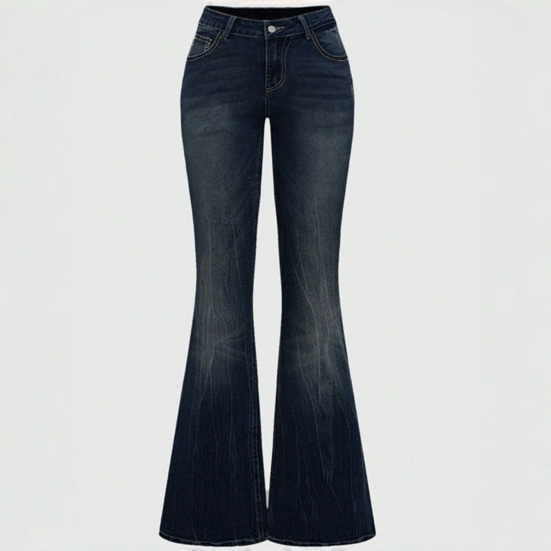 Women's Bootcut Jeans with elaborate embroidery and high waistband EVA-US