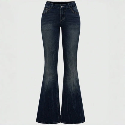 Women's Bootcut Jeans with elaborate embroidery and high waistband EVA-US