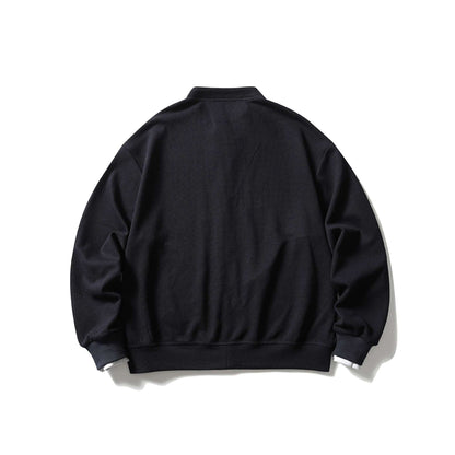 Unisex Short Cut Boxy Blouson Jacket with Waffle Structure, Stand-Up Collar and Contrast Piping EVA-US