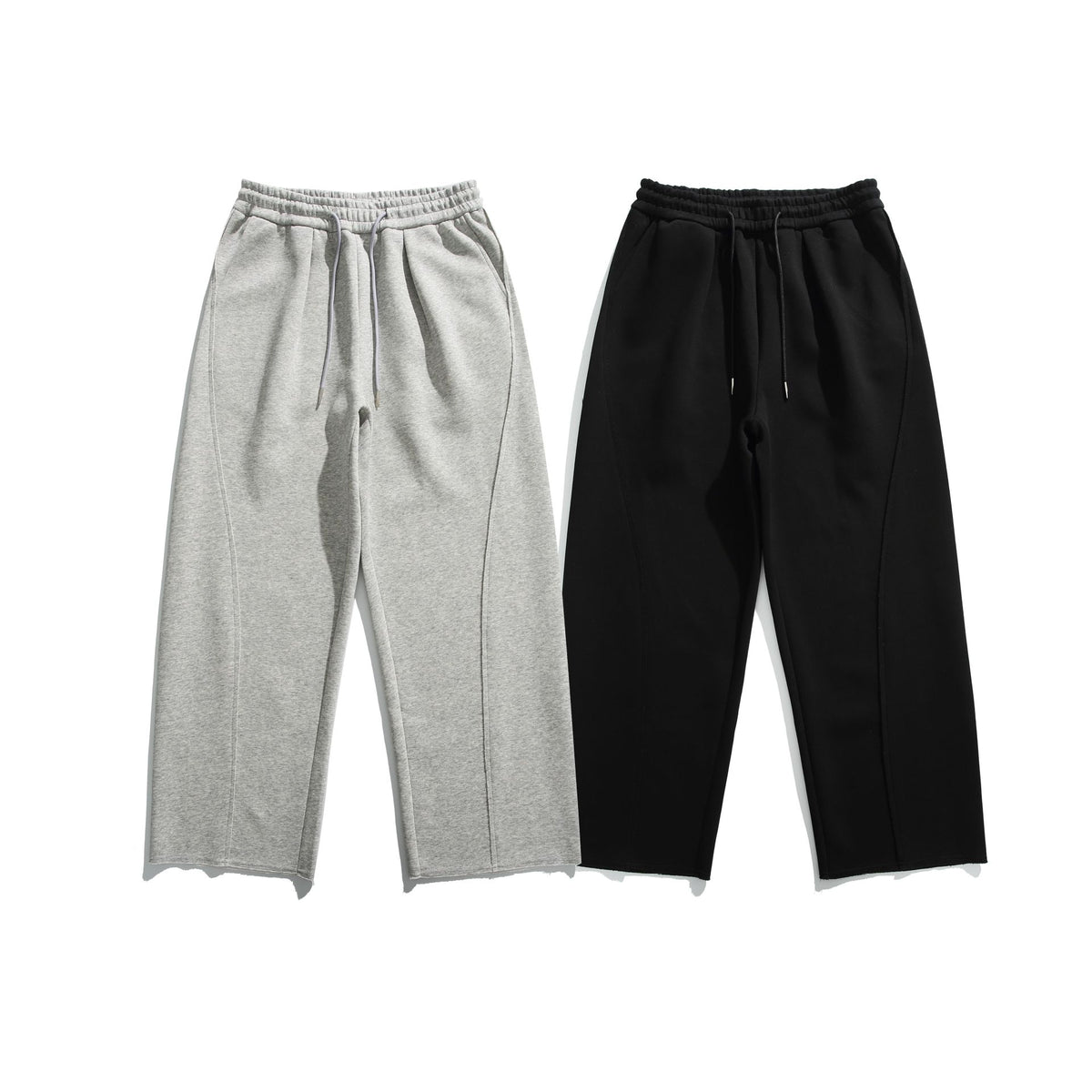 Women's Cropped Sweatpants with Raw Hem, Elastic Waistband, and Side Pockets EVA-US