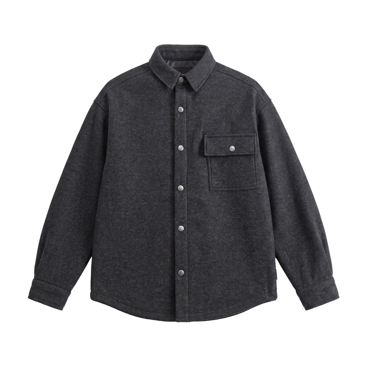 Men's Wool Blend Overshirt in Shirt Jacket Style with Snap Button Front and Flap Pocket EVA-US