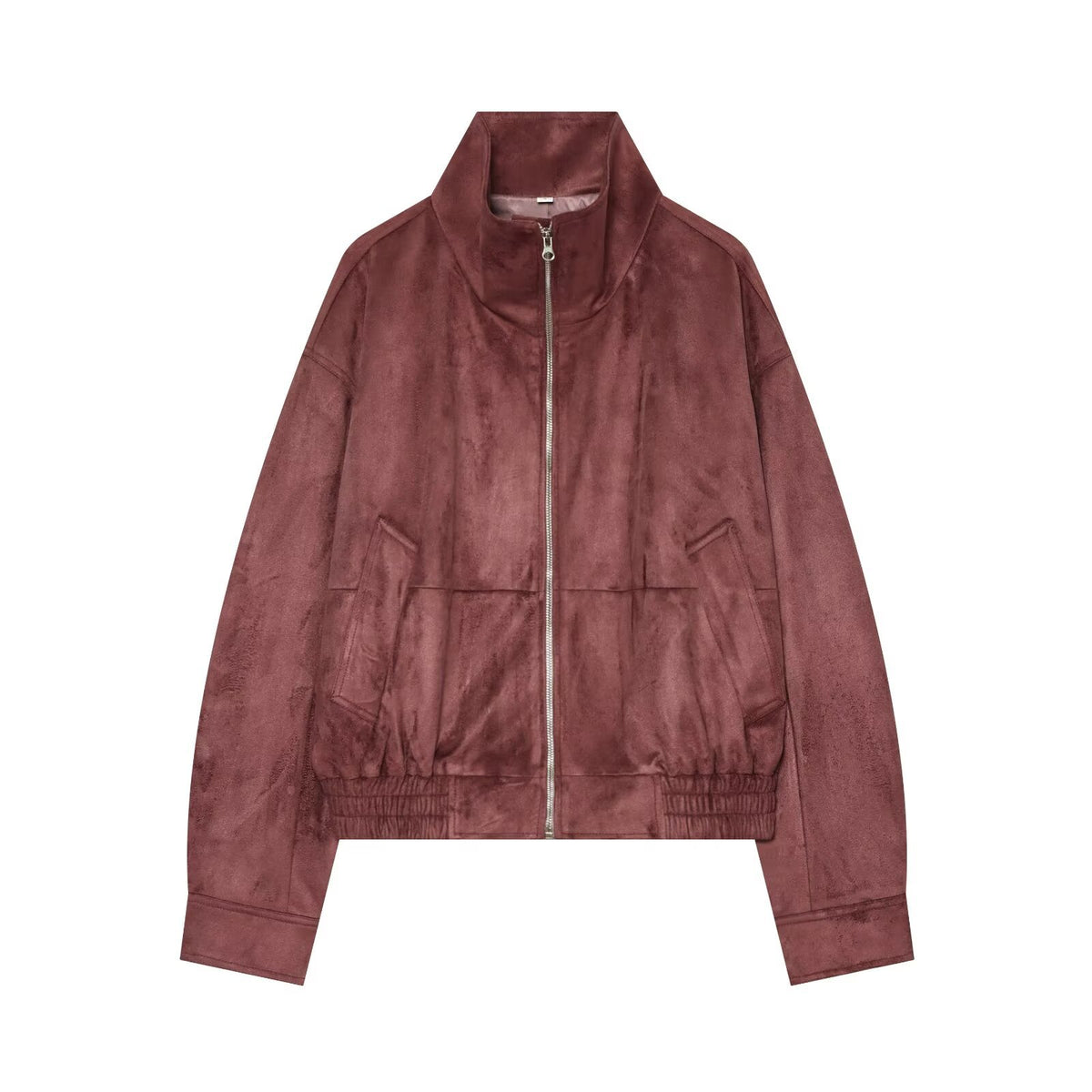 Ladies short jacket in bomber style made of suede look with high standing collar and kangaroo pockets EVA-US