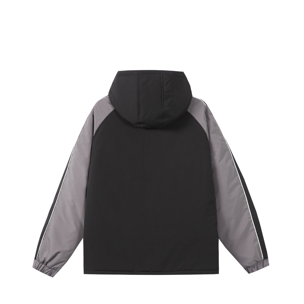 Unisex Short Cut Quilted Hooded Jacket with Reflective Piping and Drawstring Hem EVA-US