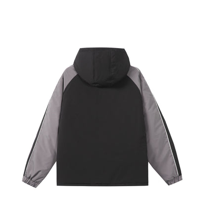 Unisex Short Cut Quilted Hooded Jacket with Reflective Piping and Drawstring Hem EVA-US