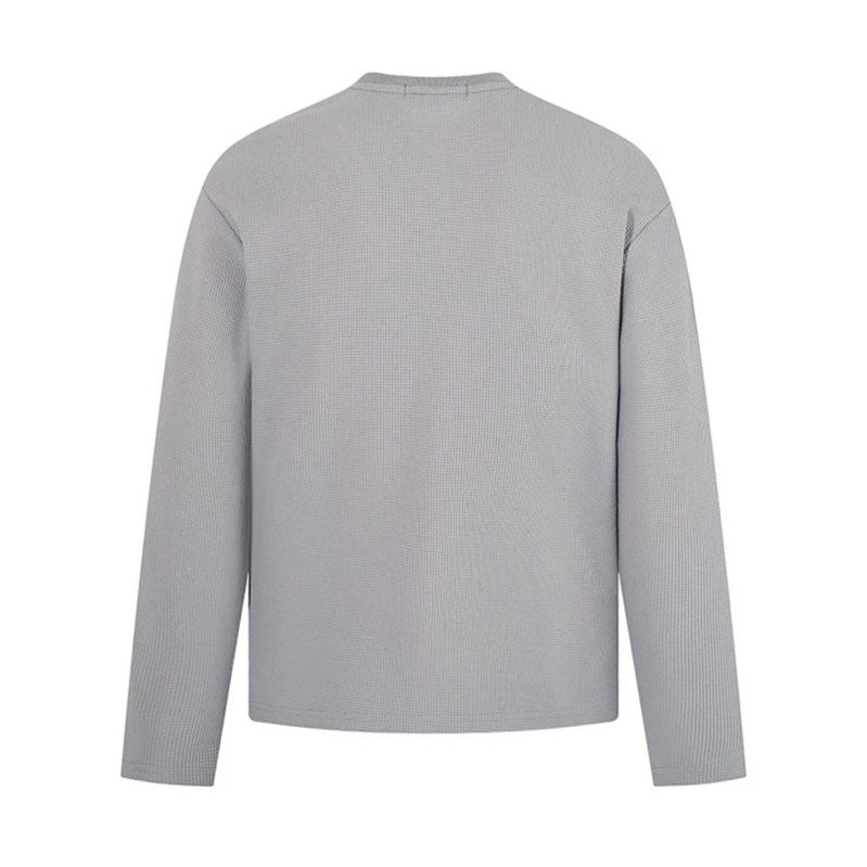 Men's long sleeve shirt in waffle knit with vintage graphic and relaxed fit EVA-US