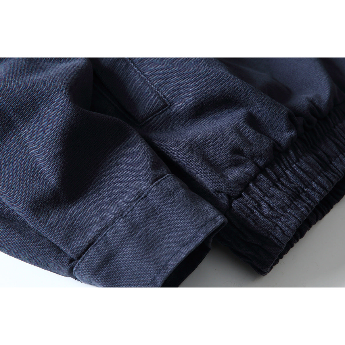 Men's Boxy Canvas Blouson with contrasting faux leather collar and elastic hem EVA-US