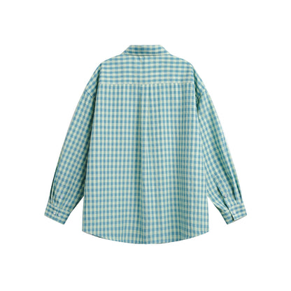 Women’s Oversized Check Shirt with Boxy Silhouette, Kent Collar and Chest Pocket EVA-US