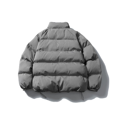 Unisex Short Cut Quilted Jacket in Boxy Cut with High Collar and Drawstring EVA-US