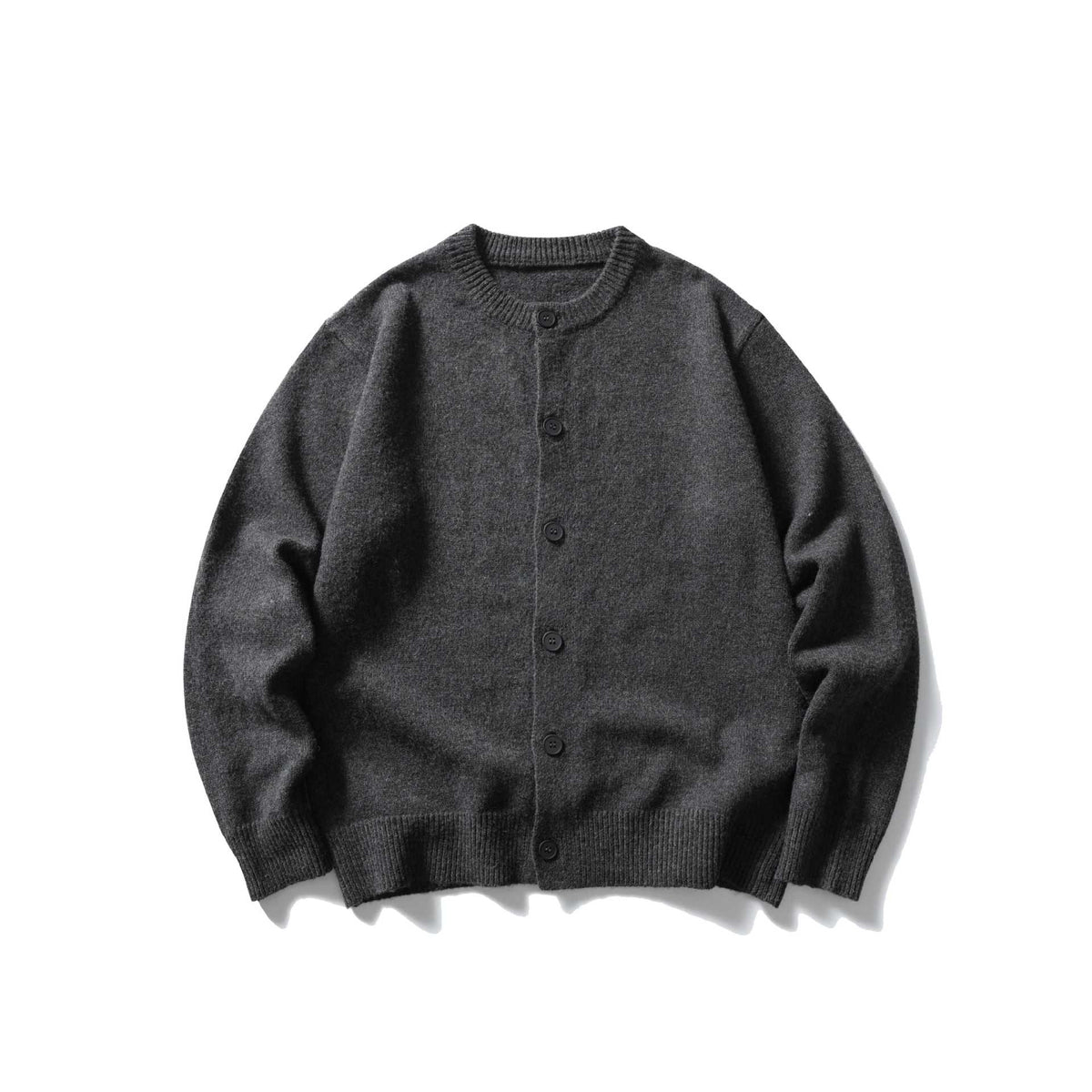 Women's fine knit cardigan with round neck, continuous button placket and wide ribbed cuffs EVA-US