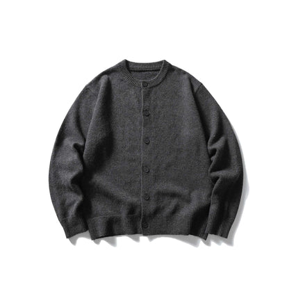 Women's fine knit cardigan with round neck, continuous button placket and wide ribbed cuffs EVA-US