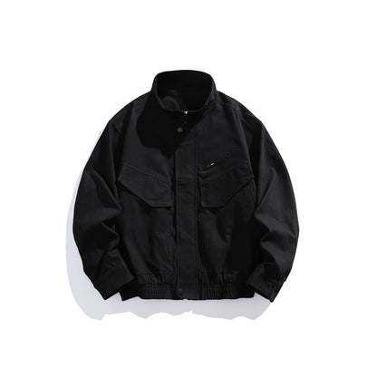 Men's Oversized Canvas Field Blouson with Utility Pockets and Stand-up Collar EVA-US