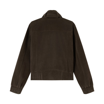 Men's short jacket in suede look with funnel collar, cargo patch pockets and decorative cross application EVA-US