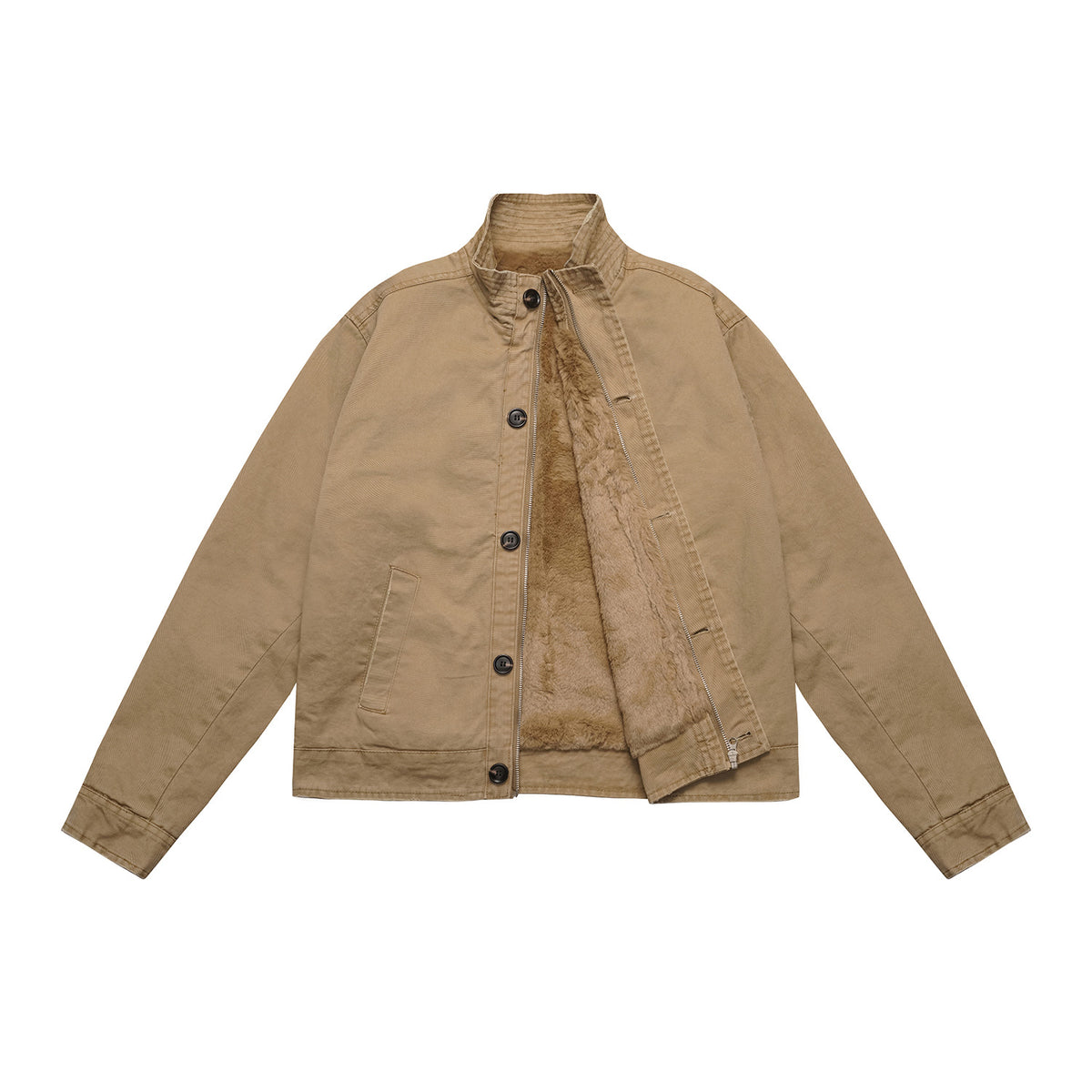 Men's short jacket in field blouson style with soft teddy lining and stand-up collar EVA-US