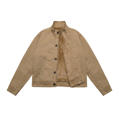 Men's short jacket in field blouson style with soft teddy lining and stand-up collar EVA-US