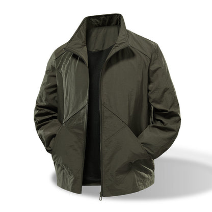 Men's Lightweight Technical Windbreaker with Mesh Lining and Stand-Up Collar EVA-US