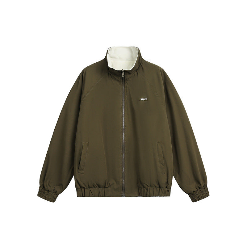 Unisex Lightweight Fleece Outdoor Jacket with Zipper Chest Pocket and Elastic Hem EVA-US