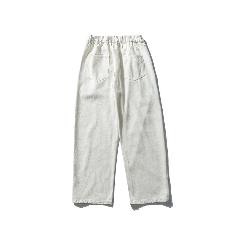 Ladies high-waisted wide pleated trousers made of cotton blend with straight leg EVA-US