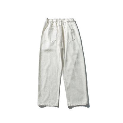 Ladies high-waisted wide pleated trousers made of cotton blend with straight leg EVA-US
