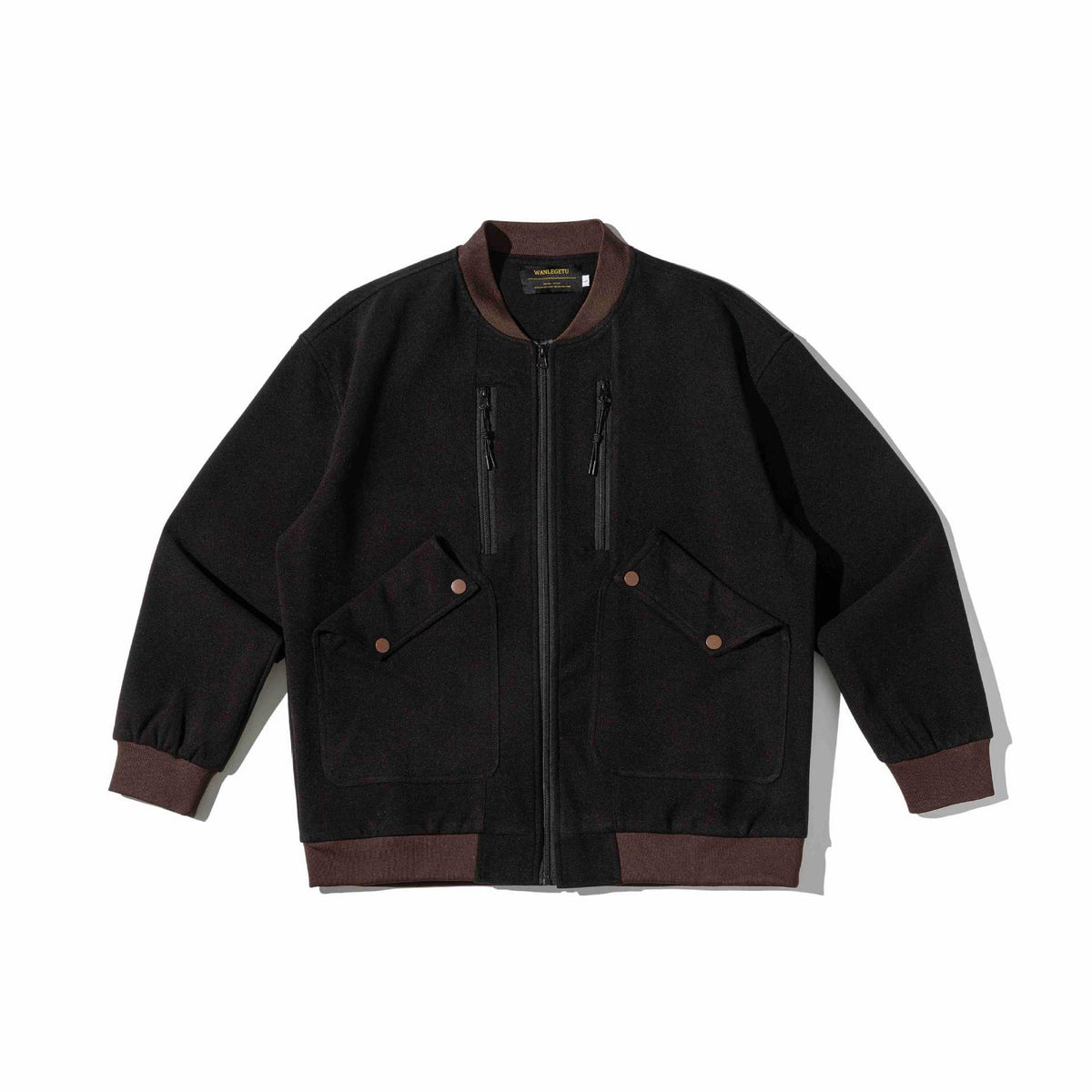 Men's short-cut utility bomber jacket with flap pockets and double chest zip EVA-US