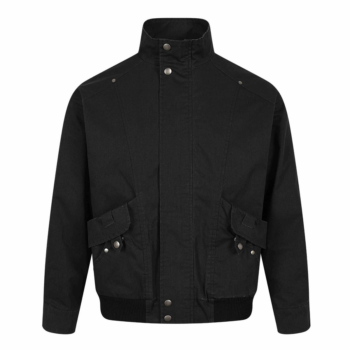 Men's Short Utility Bomber with High Stand Collar, Flap Pockets and Ribbed Cuffs EVA-US