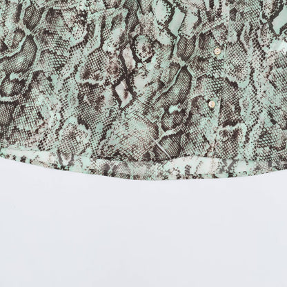 Women's blouse with waterfall shawl collar and snake print EVA-US