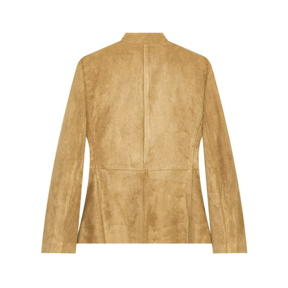 Women's Suede Jacket in Military Style with Stand-Up Collar EVA-US