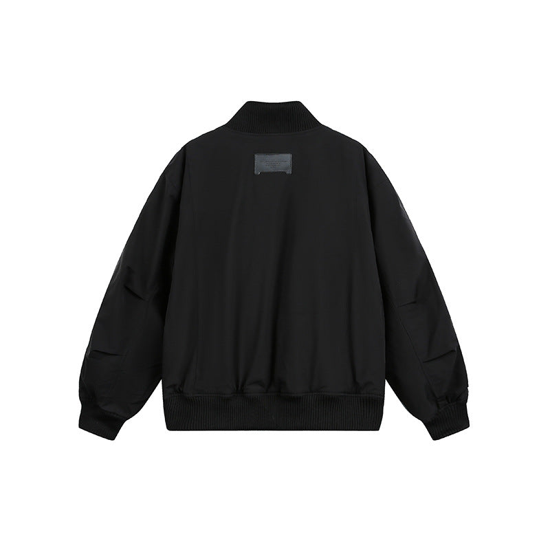 Unisex Boxy Bomber Jacket in Oversize Style with Ribbed Cuffs and Two-Way Zipper EVA-US