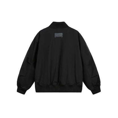 Unisex Boxy Bomber Jacket in Oversize Style with Ribbed Cuffs and Two-Way Zipper EVA-US