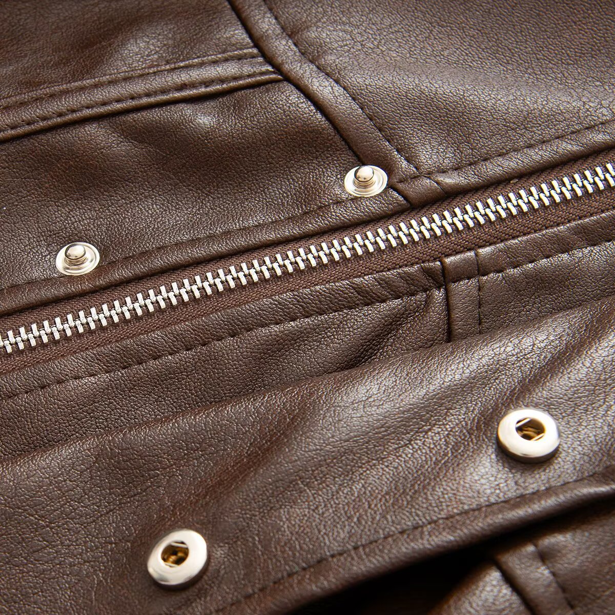 Ladies Cropped Leather-look Jacket with Tailored Corset Division and Standing Collar EVA-US