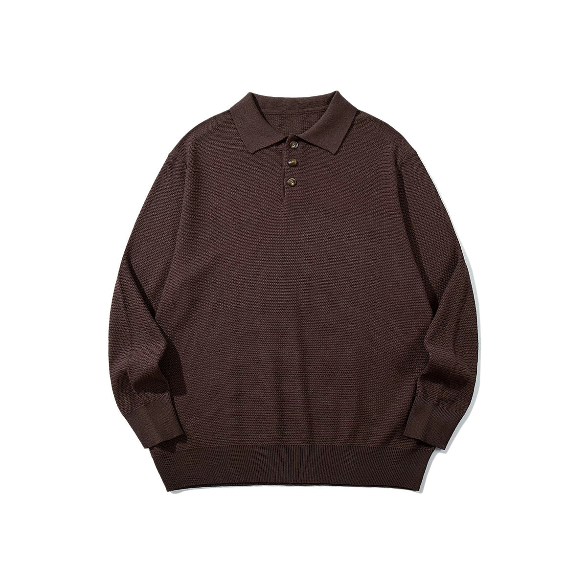 Unisex Waffle Knit Polo in Relaxed Fit with Triple Button Placket and Ribbed Hem EVA-US