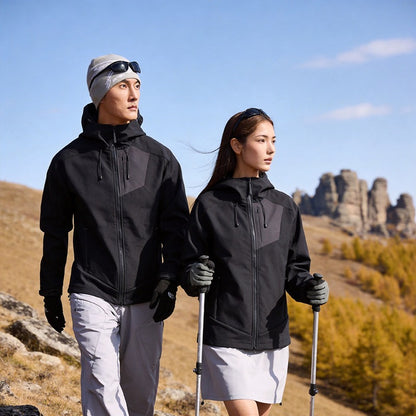 Men's Softshell Trekking Jacket with Hood breathable windproof stretch EVA-US
