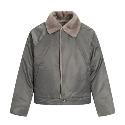 Women's Short Cut Quilted Blouson with Woven Fur Collar EVA-US
