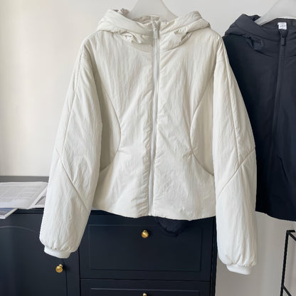 Women short cut light thermo hoodie jacket with oversized silhouette EVA-US