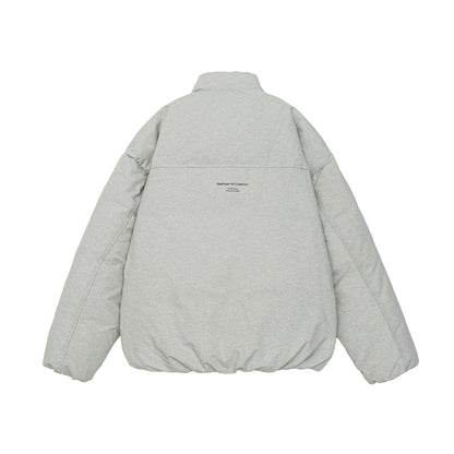 Women short cut oversized quilted jacket with high stand-up collar and concealed zipper EVA-US