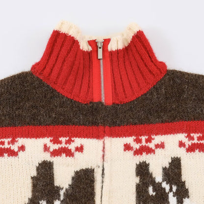 Women's Knit Two-Piece with Zipper Jacket and Flared Wool Blend Skirt EVA-US