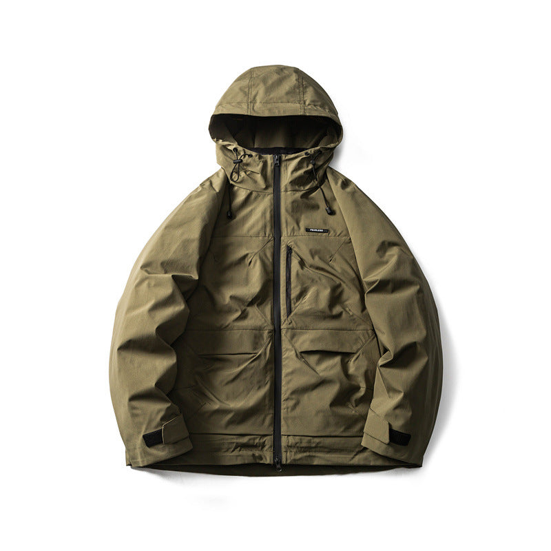 Men's Functional Outdoor Softshell Jacket with Hood and Multiple Pockets EVA-US