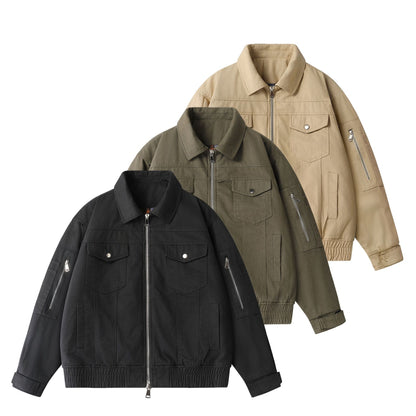 Unisex Urban Utility Blouson Jacket with Cargo Pockets and Two-Way Zipper EVA-US
