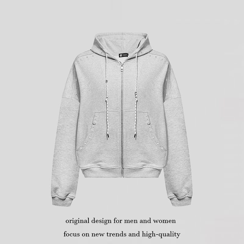 Women’s hooded zip jacket with stud trim and oversized fit EVA-US