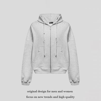 Women’s hooded zip jacket with stud trim and oversized fit EVA-US