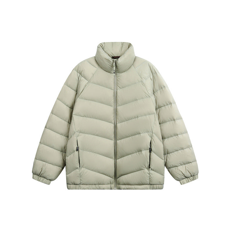 Unisex Short cut padded jacket in boxy fit with chevron quilting and high collar EVA-US
