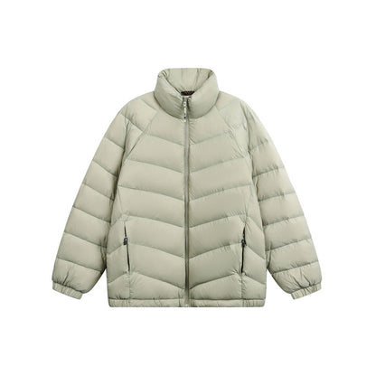 Unisex Short cut padded jacket in boxy fit with chevron quilting and high collar EVA-US