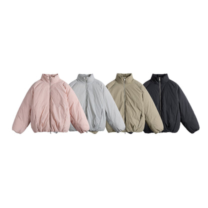 Unisex Oversize Quilted Jacket with High Stand Collar and Two-Way Zip EVA-US