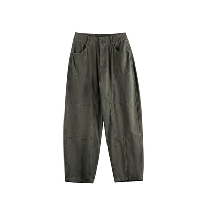 Women Relaxed-Fit Workwear Pants with High Waist and Patch Pockets EVA-US