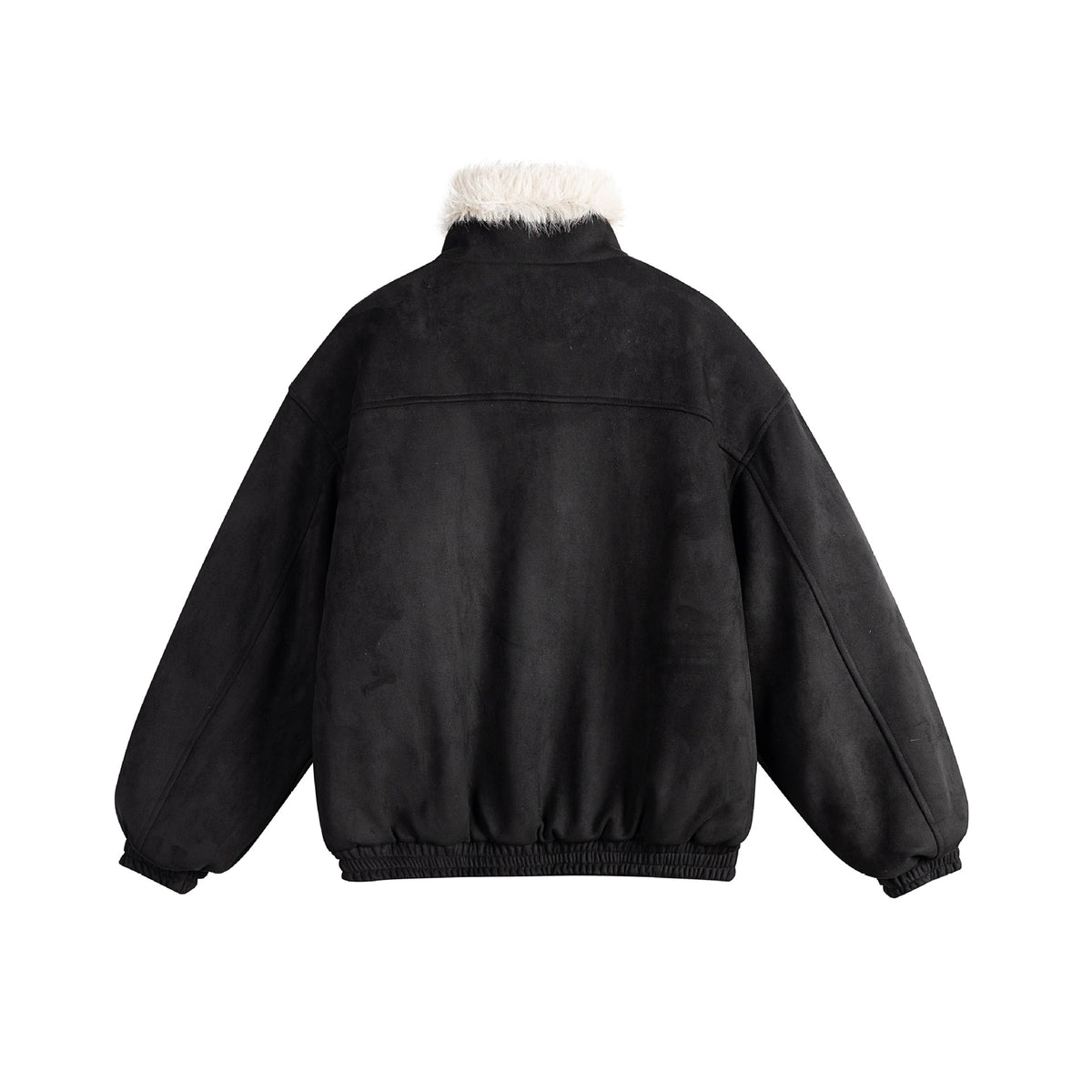Ladies short cut velour imitation bomber jacket with teddy trim and adjustable neck strap EVA-US