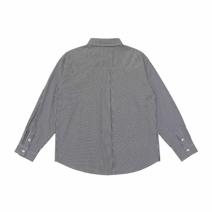Unisex Oversize Stripe Shirt with Stitch Detail and Kent Collar EVA-US