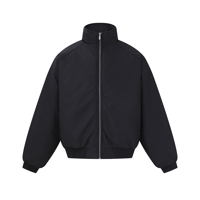 Unisex Boxy-Bomber Jacket with High Stand Collar and Elastic Hem EVA-US